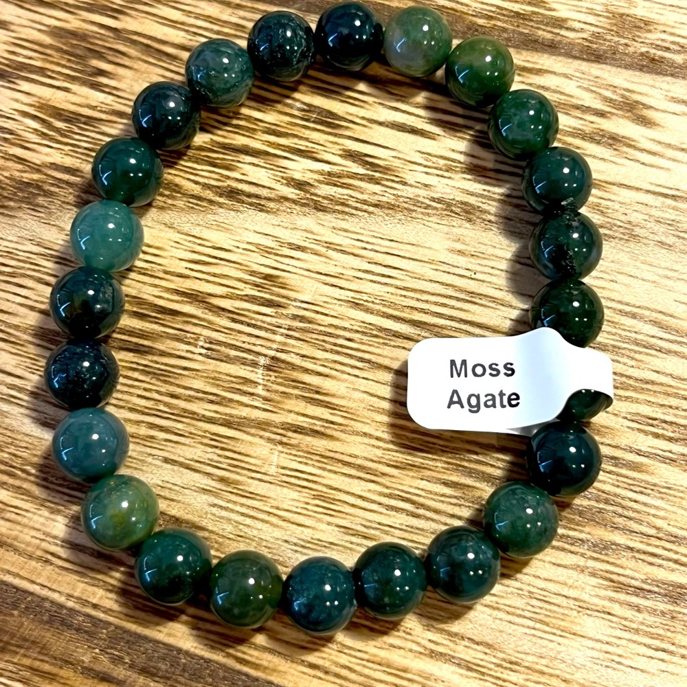 Moss Agate Natural Healing Crystal Bracelet